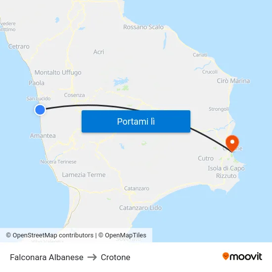 Falconara Albanese to Crotone map