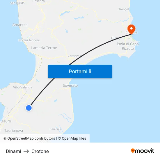Dinami to Crotone map