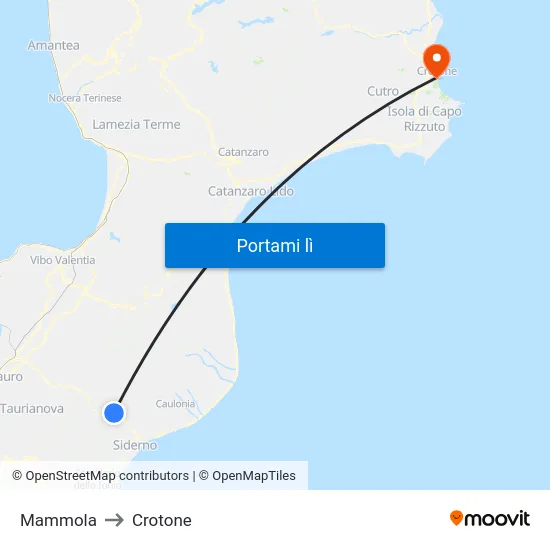 Mammola to Crotone map