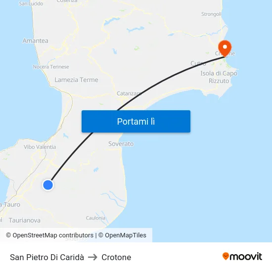 San Pietro Di Caridà to Crotone map
