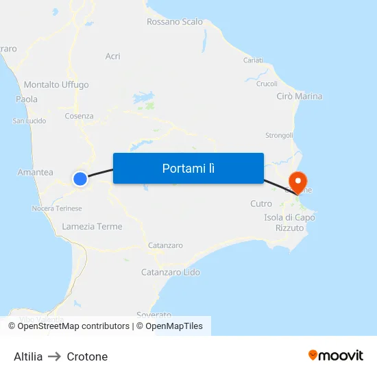 Altilia to Crotone map