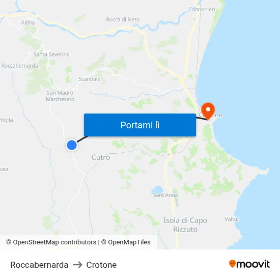 Roccabernarda to Crotone map