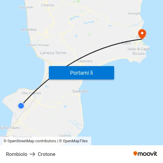 Rombiolo to Crotone map