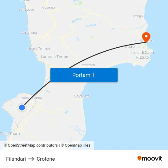 Filandari to Crotone map