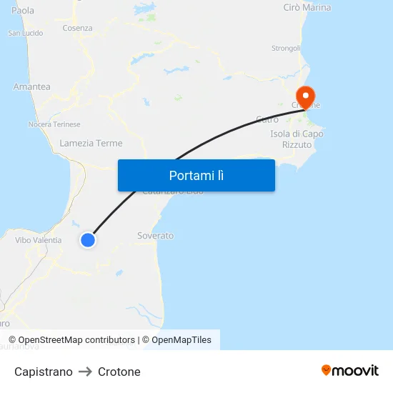 Capistrano to Crotone map