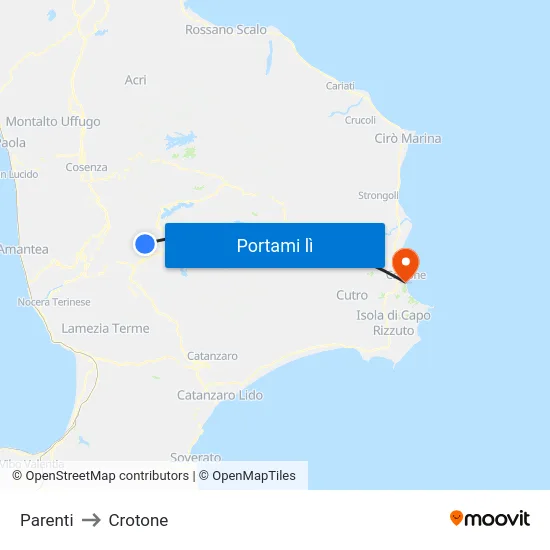 Parenti to Crotone map