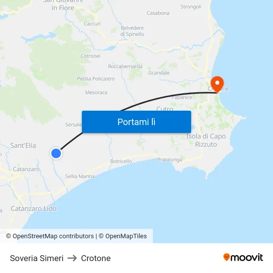 Soveria Simeri to Crotone map