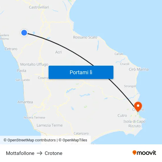 Mottafollone to Crotone map
