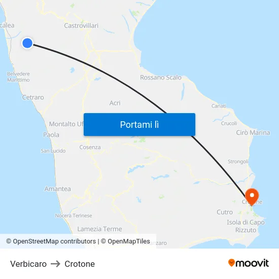 Verbicaro to Crotone map