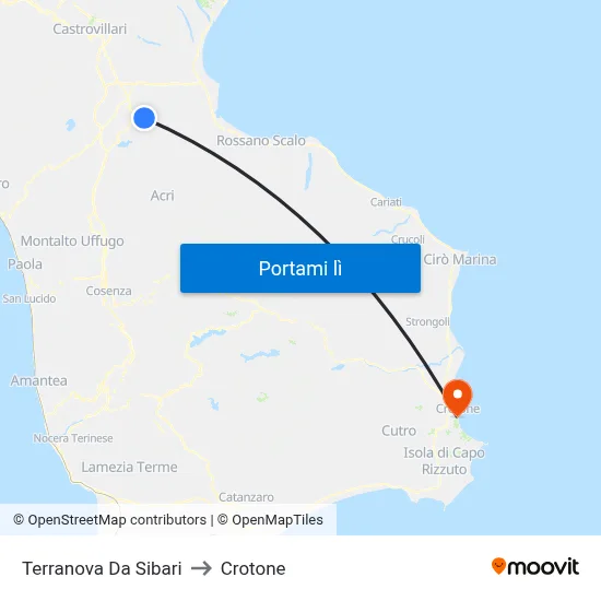 Terranova Da Sibari to Crotone map