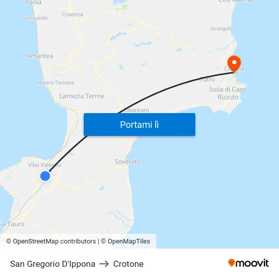 San Gregorio D'Ippona to Crotone map