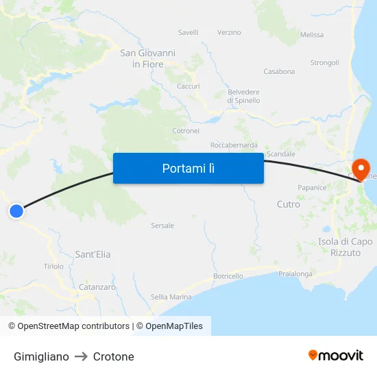 Gimigliano to Crotone map