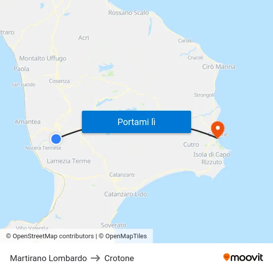 Martirano Lombardo to Crotone map
