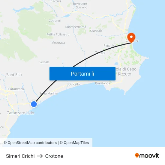 Simeri Crichi to Crotone map