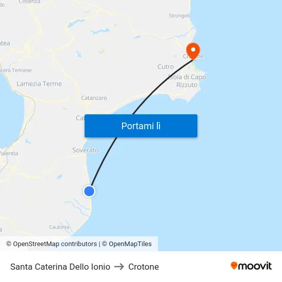 Santa Caterina Dello Ionio to Crotone map
