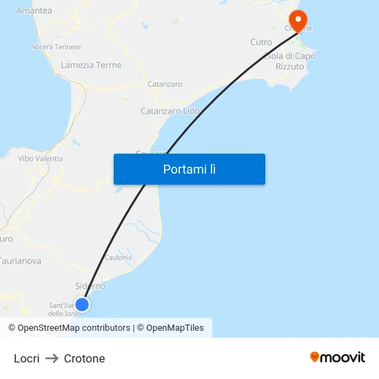 Locri to Crotone map