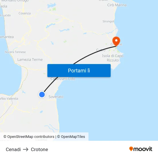 Cenadi to Crotone map