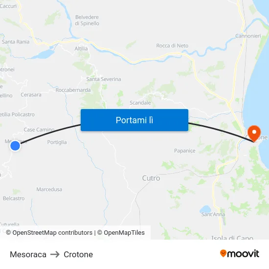 Mesoraca to Crotone map