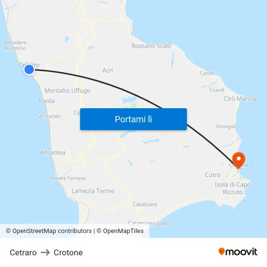 Cetraro to Crotone map