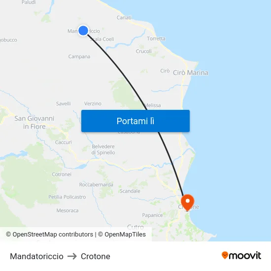 Mandatoriccio to Crotone map