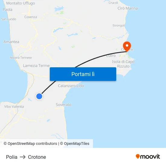 Polia to Crotone map