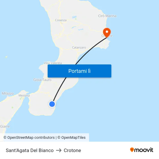 Sant'Agata Del Bianco to Crotone map