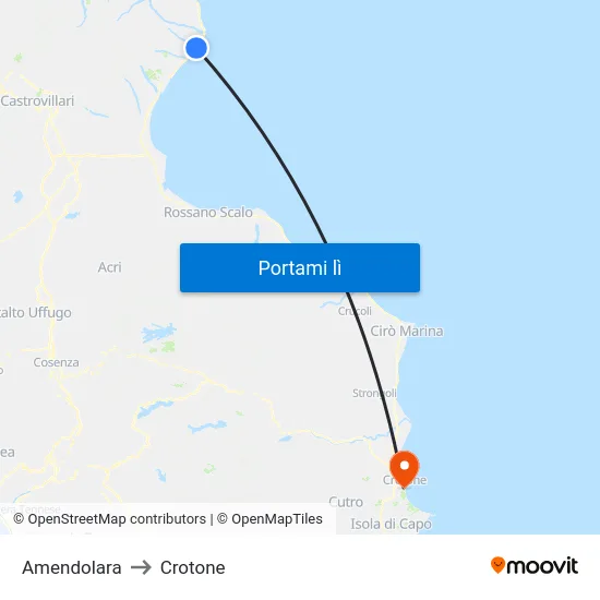 Amendolara to Crotone map