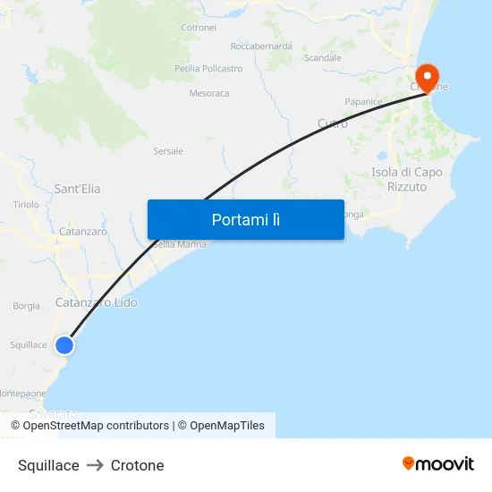 Squillace to Crotone map