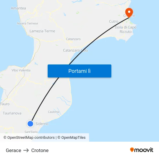 Gerace to Crotone map