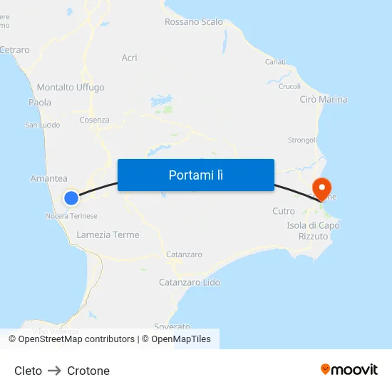 Cleto to Crotone map