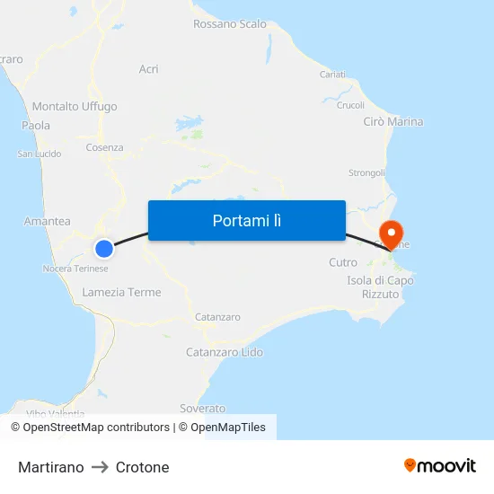 Martirano to Crotone map