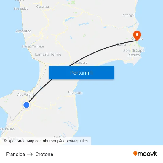 Francica to Crotone map