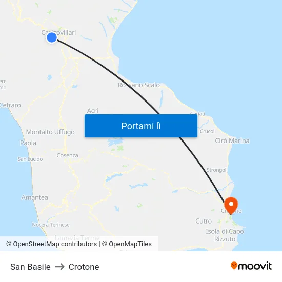San Basile to Crotone map