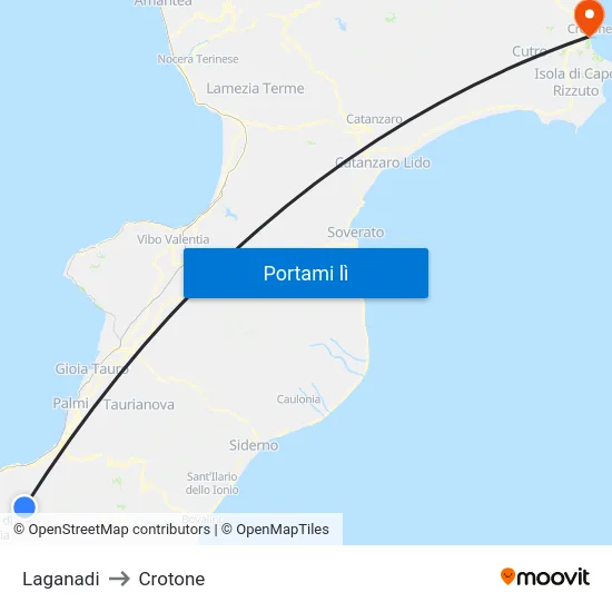 Laganadi to Crotone map