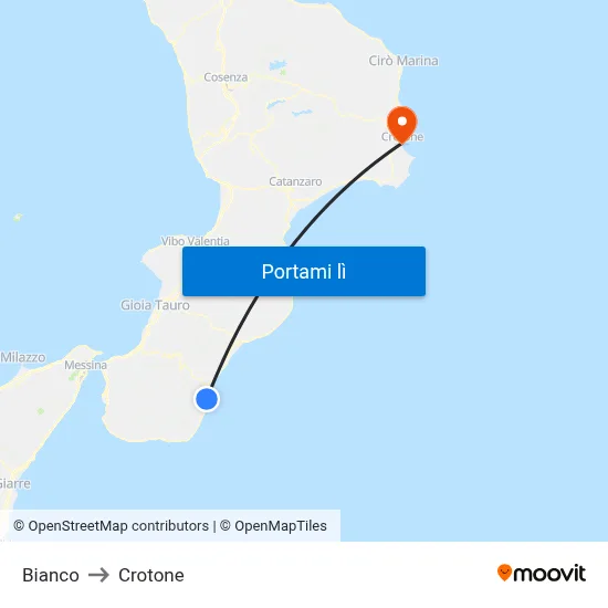 Bianco to Crotone map