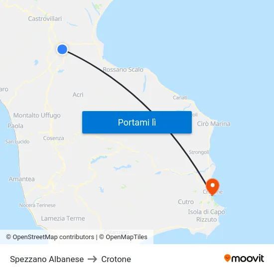 Spezzano Albanese to Crotone map