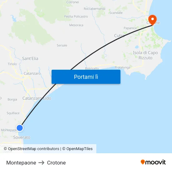 Montepaone to Crotone map
