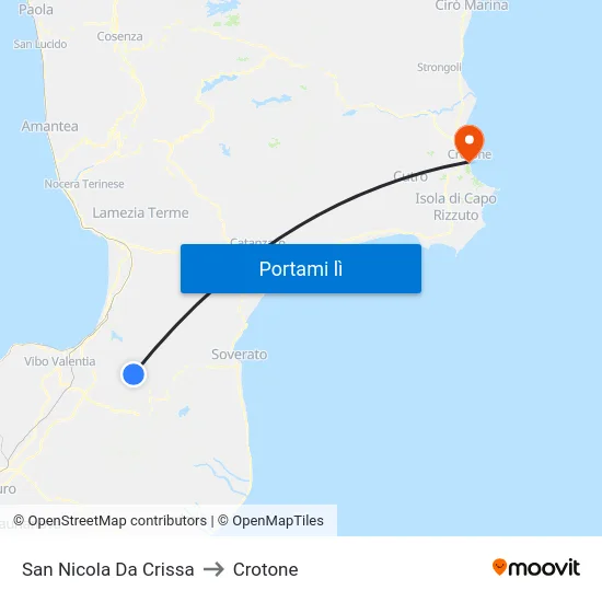 San Nicola Da Crissa to Crotone map