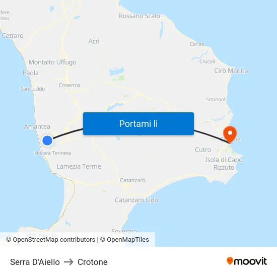 Serra D'Aiello to Crotone map