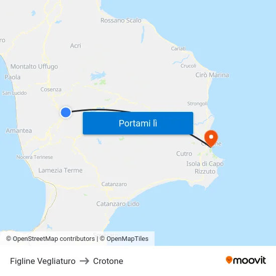Figline Vegliaturo to Crotone map