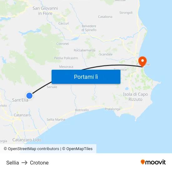 Sellia to Crotone map