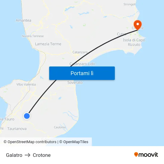 Galatro to Crotone map