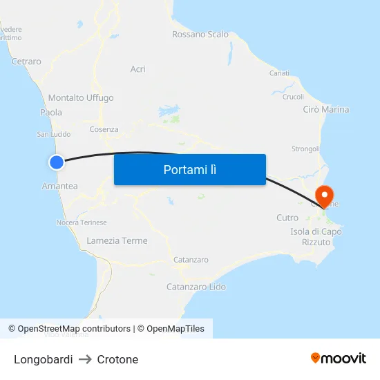 Longobardi to Crotone map