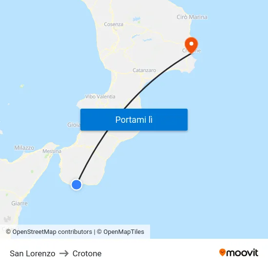 San Lorenzo to Crotone map