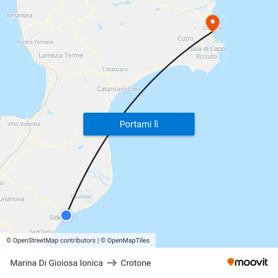 Marina Di Gioiosa Ionica to Crotone map