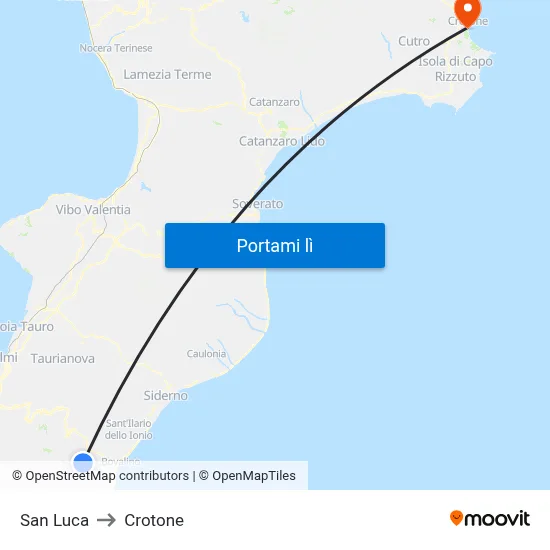 San Luca to Crotone map