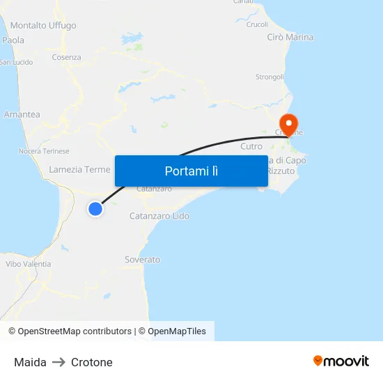 Maida to Crotone map