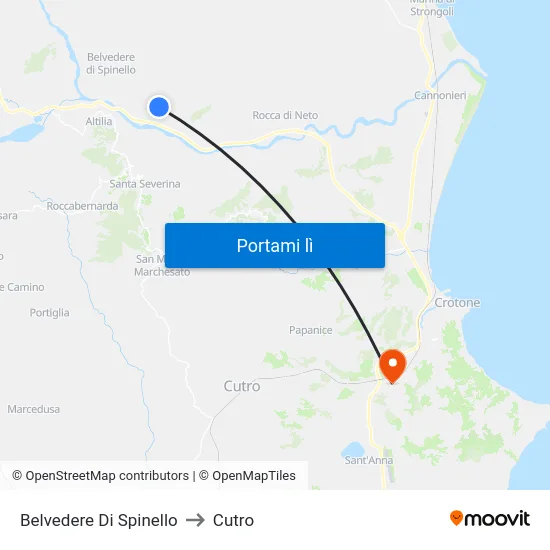 Belvedere Di Spinello to Cutro map