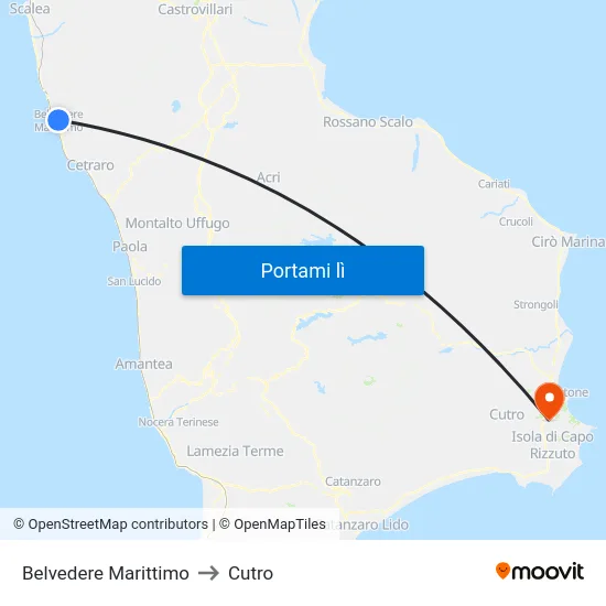 Belvedere Marittimo to Cutro map