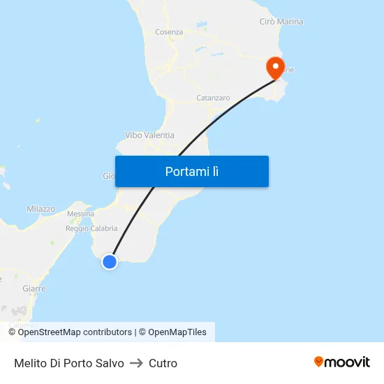 Melito Di Porto Salvo to Cutro map